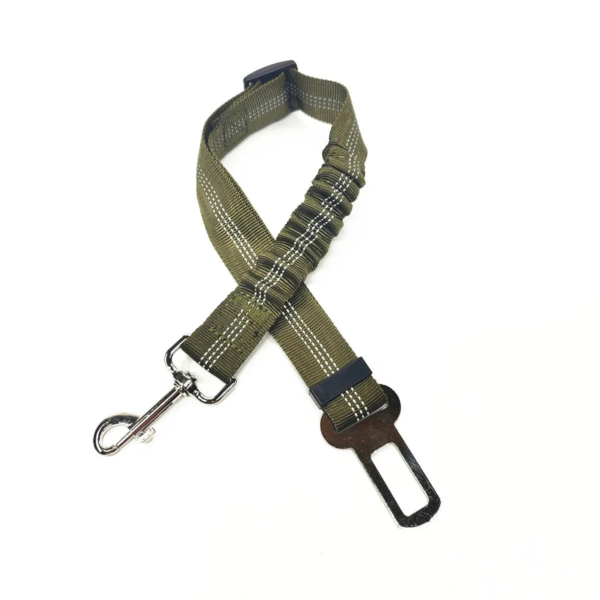 Army Green Color Adjustable Dog Car Seat Belt – Reflective Padded Harness