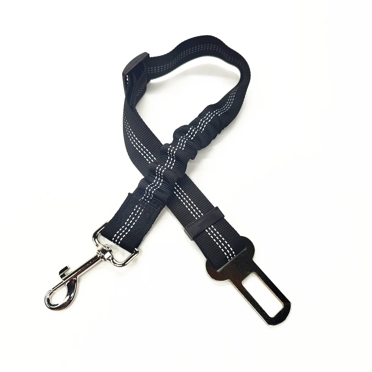 black Color Adjustable Dog Car Seat Belt – Reflective Padded Harness
